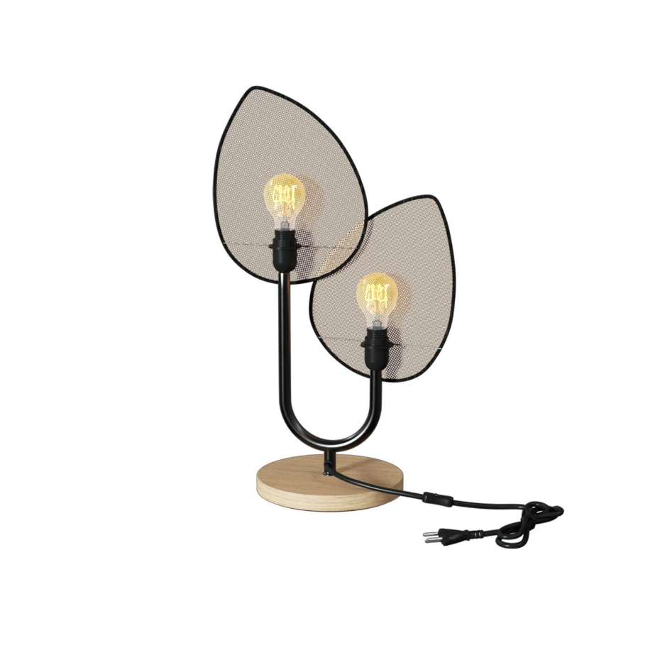 Lampe à poser Feuille en cannage et métal