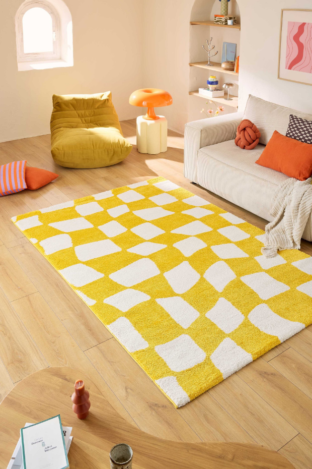 Tapis de salon vintage 70’s damier GROOVY