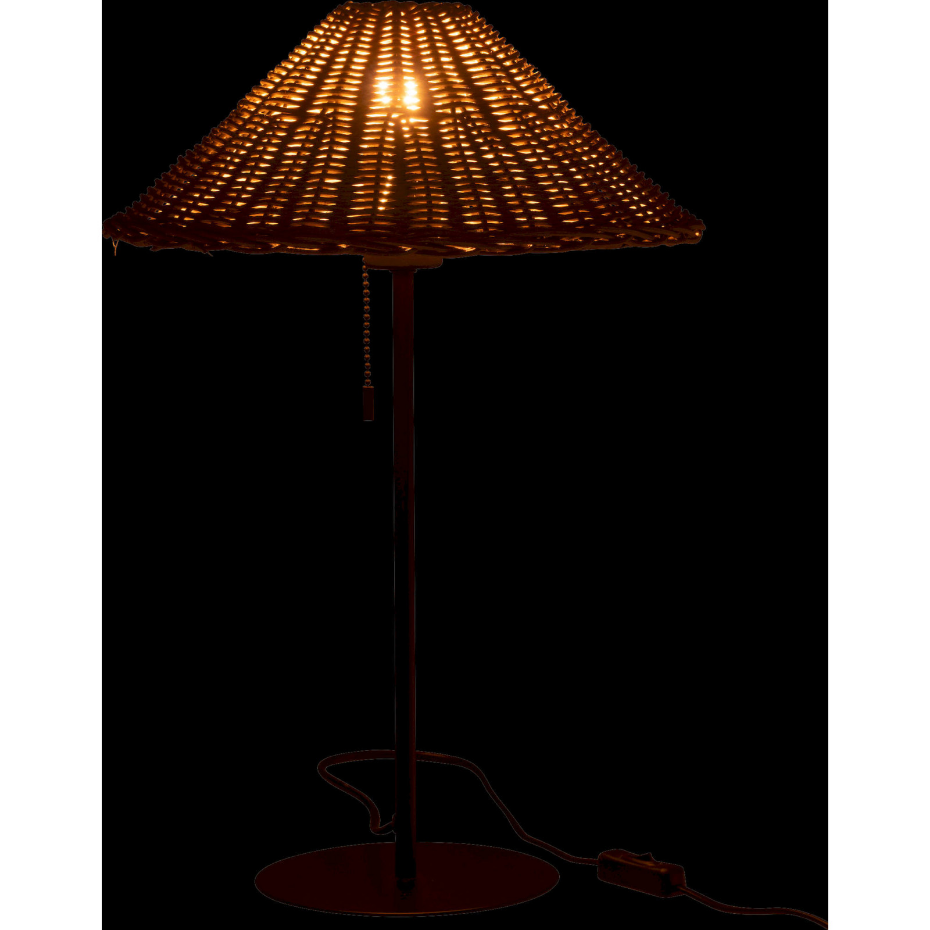Lampe de salon en métal et rotin ronde