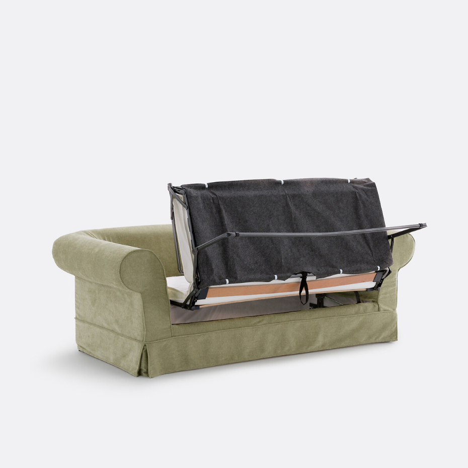 Canapé droit, convertible, 2 ou 3 places, en polyester chiné, ADELIA