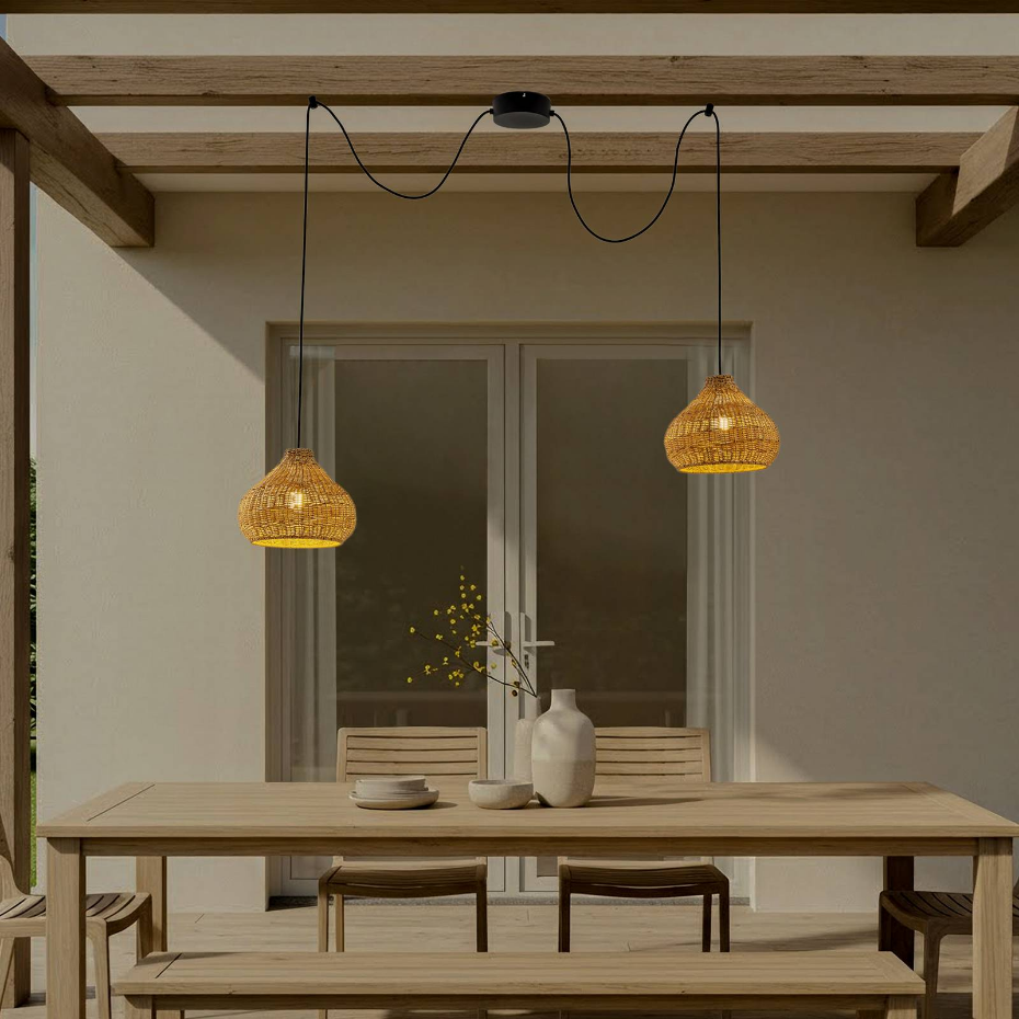 Luminaire extérieur en bois traditionnel