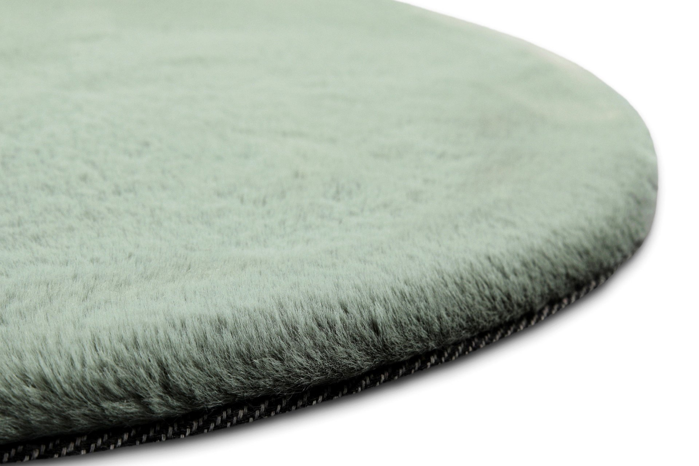 Tapis salon rond doux sensation peau de lapin ,  Anna