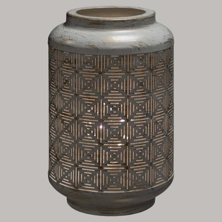 Lampe LED métal motifs ajourés nomade