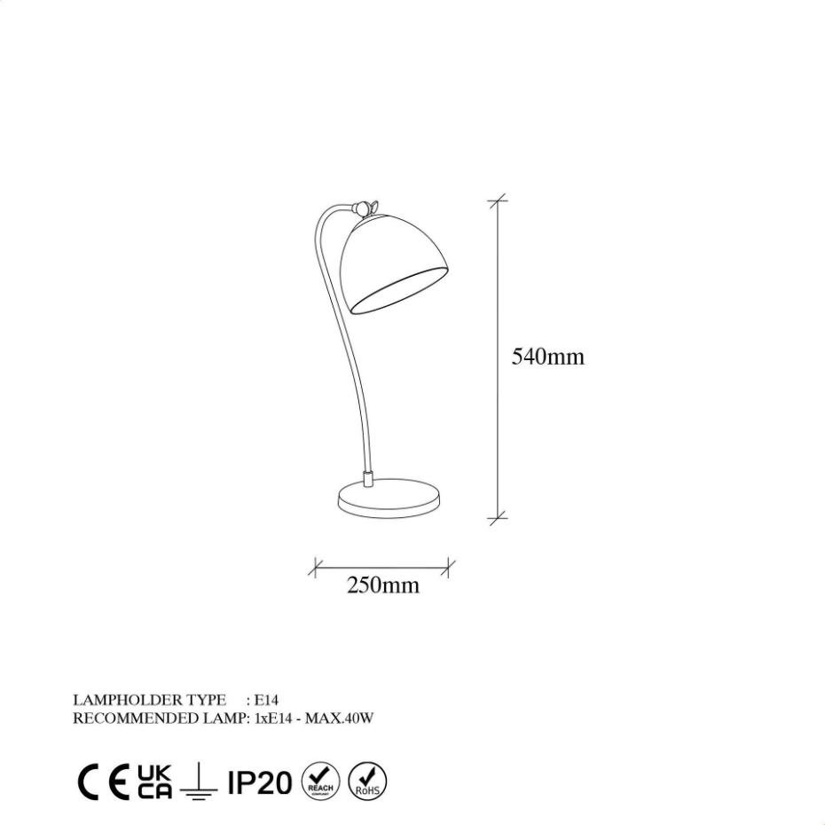 Lampe de chevet moderne noire et dorée, 54 cm SILE