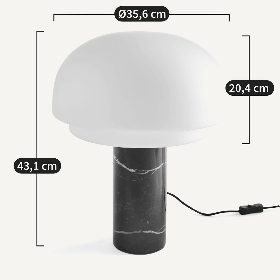 Lampe à poser, en opaline et marbre, hauteur 43,1 cm, AGATHILDA