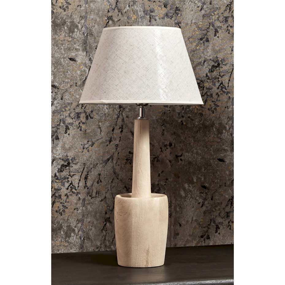 Lampe de table ronde en bois style épuré