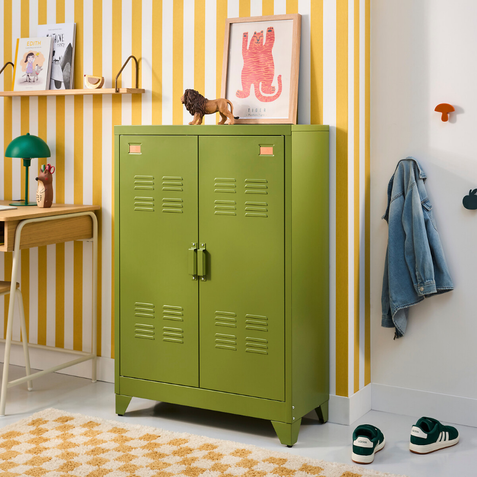 Armoire basse 2 portes en métal acier, Hiba