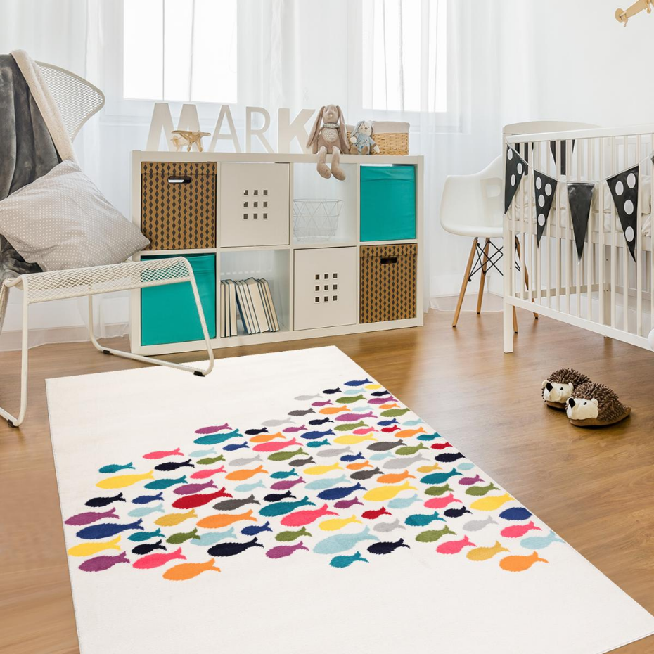 Tapis enfant tissé motif animaux FISHES
