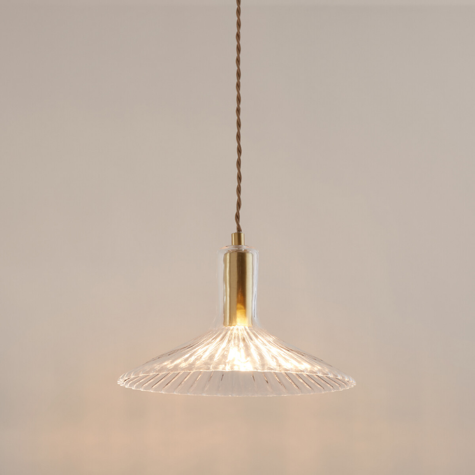 Suspension laiton et verre strié Ø24,5cm, Gramma