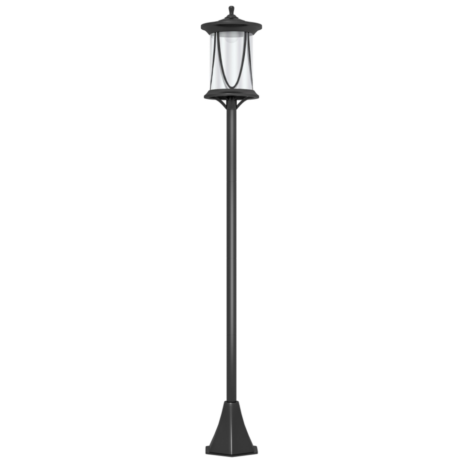 Lampadaire solaire extérieur LED H. 127 cm fonctionnement auto noir