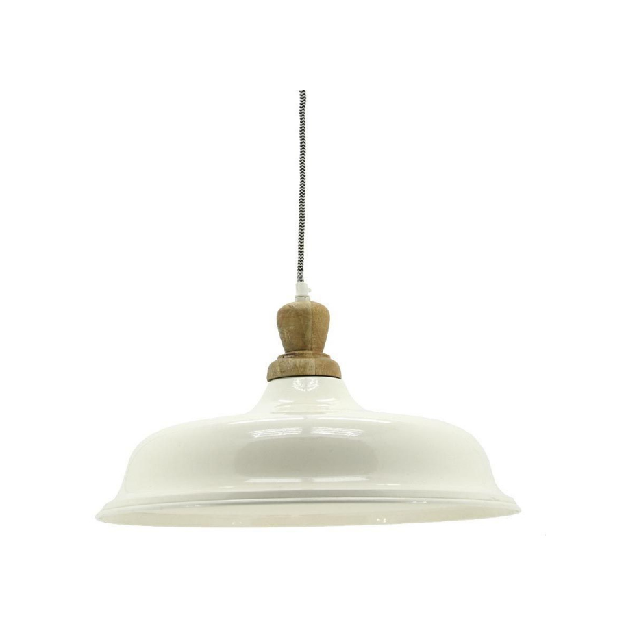 Suspension en métal et bois Ø 40 blanc