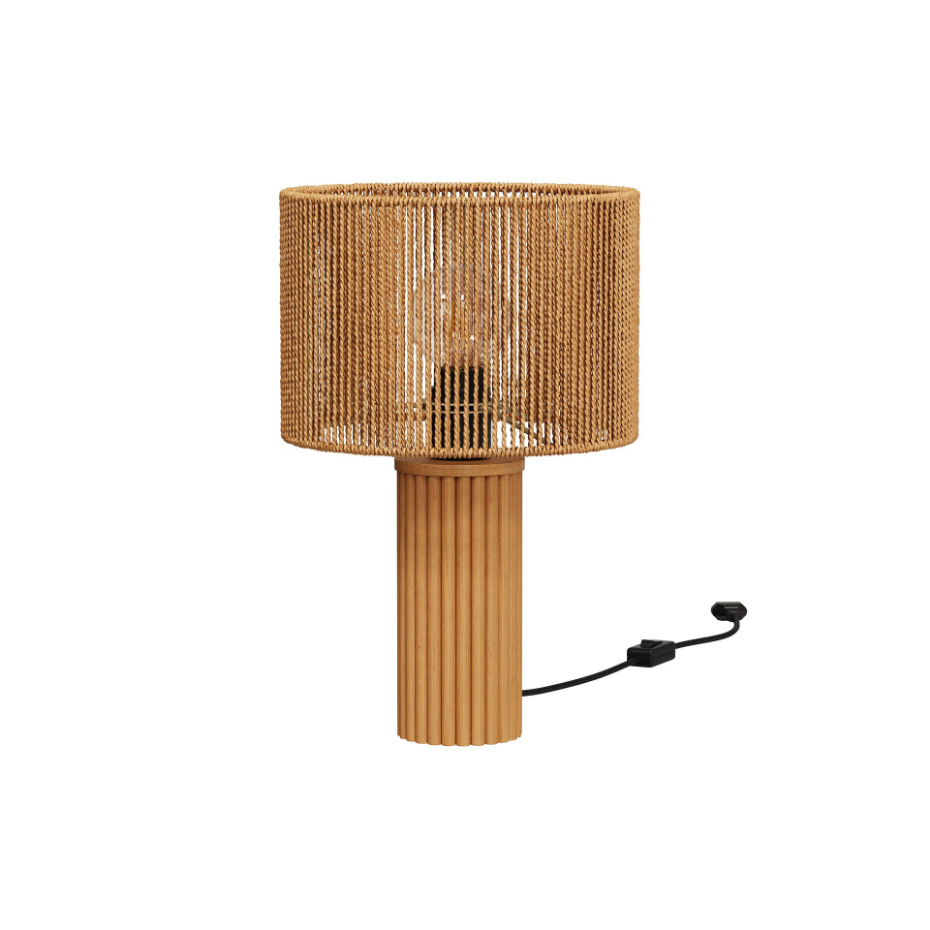 Lampe en papier de corde et socle en rondin de - MIRA