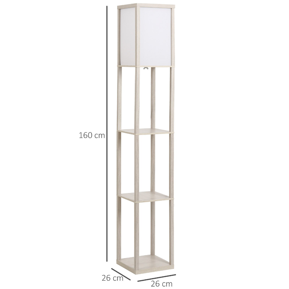 Lampadaire étagères 3 niveaux aspect bois