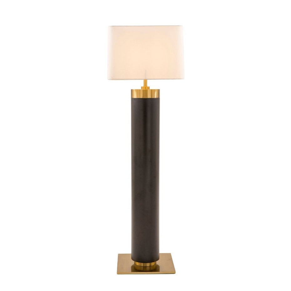 Lampe sur pied en métal noir et finition laiton doré H165 cm - VENDOME