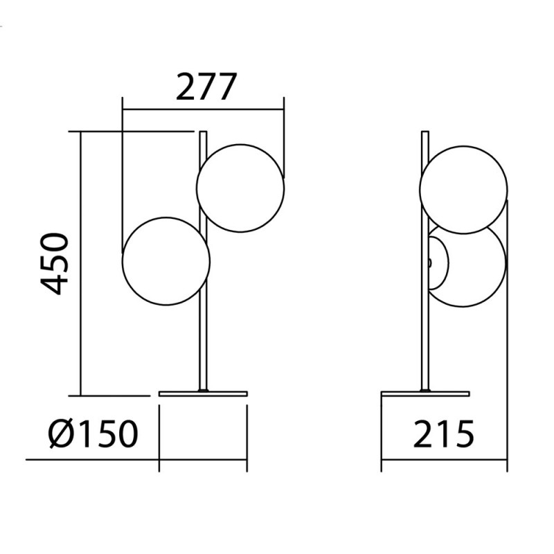 Lampe A Poser Rondo Laiton Mat 2 Globes Verre