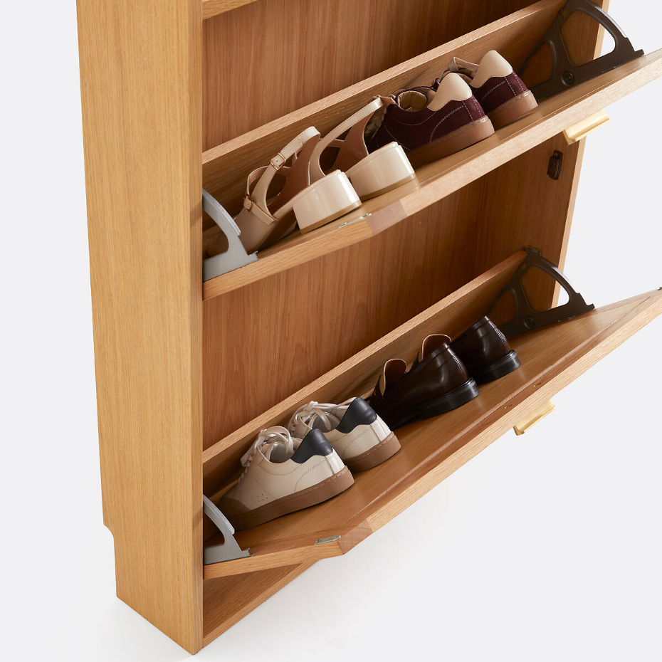 Armoire à chaussures, jusqu'à 8 paires, avec 2 abattants et miroir, MATHEO