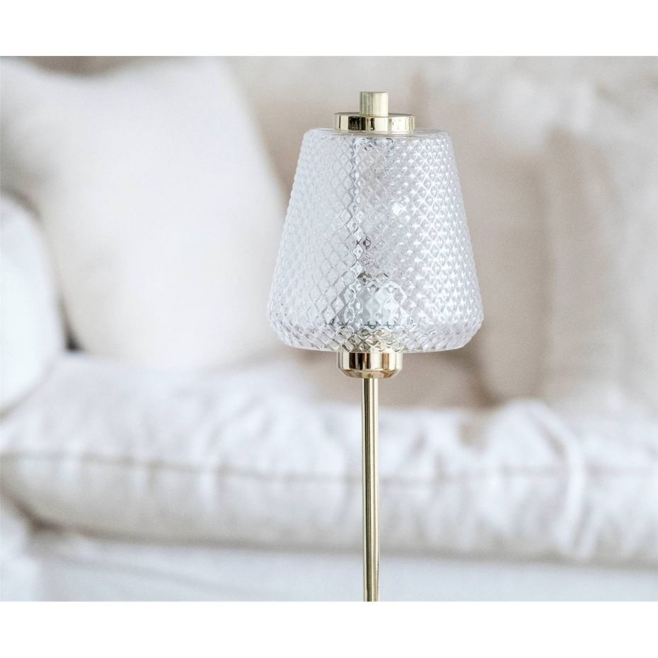 Lampe de table ronde en métal et verre
