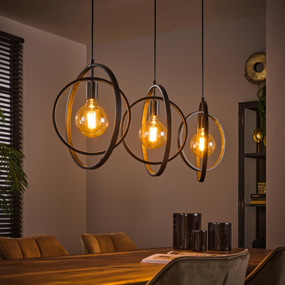 Suspension 3 lampes anneaux croisés TRIBECA