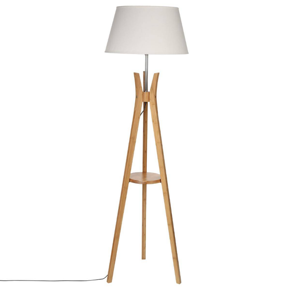 Lampadaire trépied bambou et lin KALO