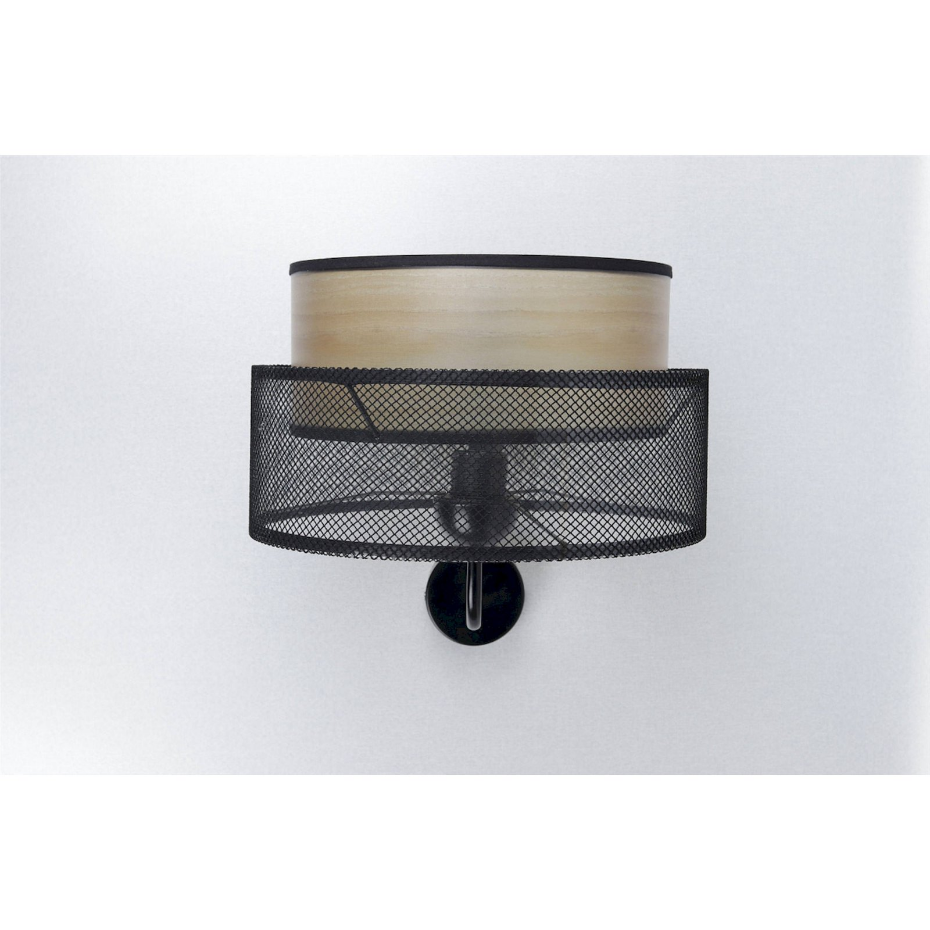 Applique murale ronde en PVC maille effet bois Duo ellegant