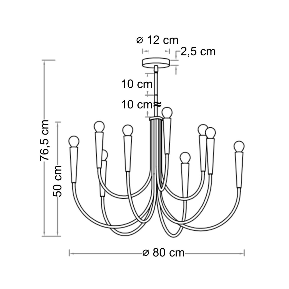 Lustre doré bras multiples 9 lumières - KAELISMA