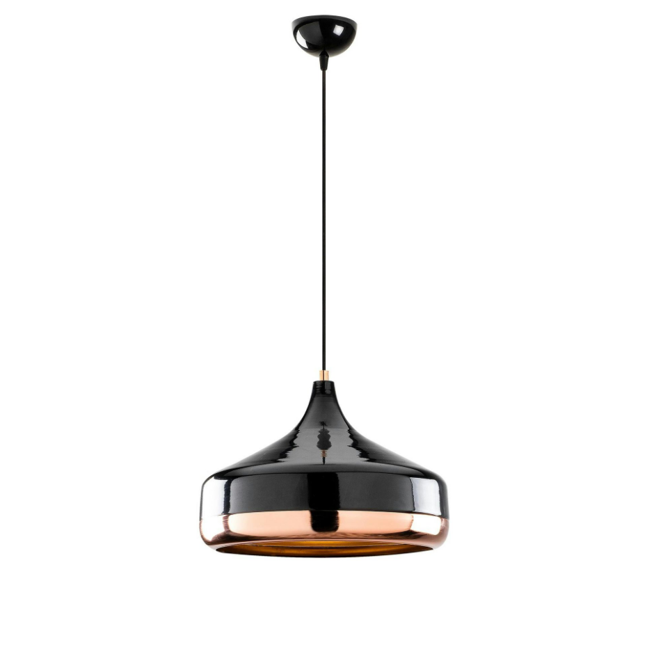 Suspension moderne noire et cuivre forme évasée SILE