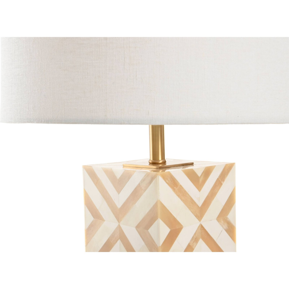 Lampe de table carrée en laiton et os Item Home India Lamps 1c25