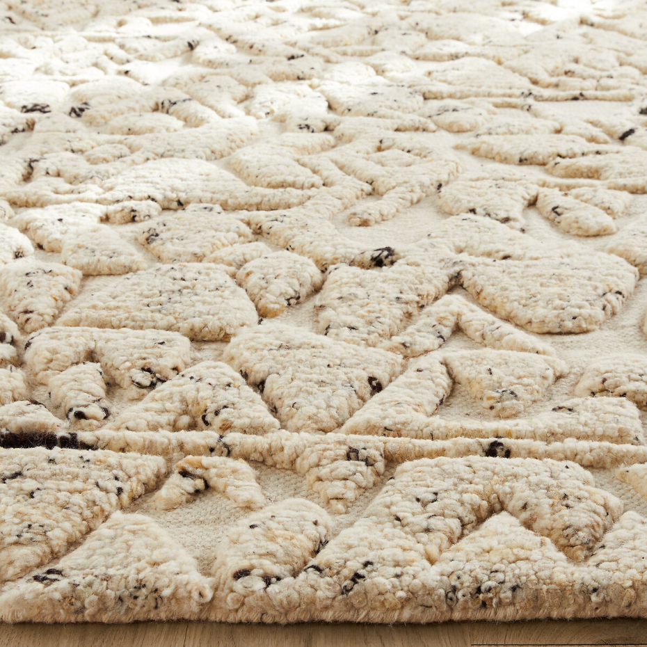 Tapis noué main, en pure laine reliefée, Agnix