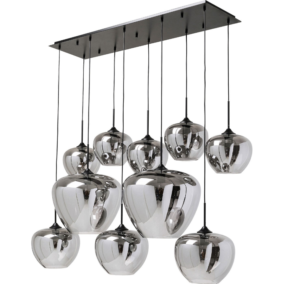 Suspension en verre et acier 10 abat-jours, SPHERE