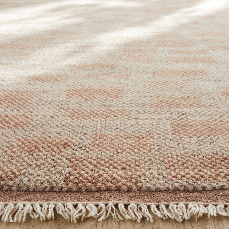 Tapis damier noué main, laine et coton, Dalmia