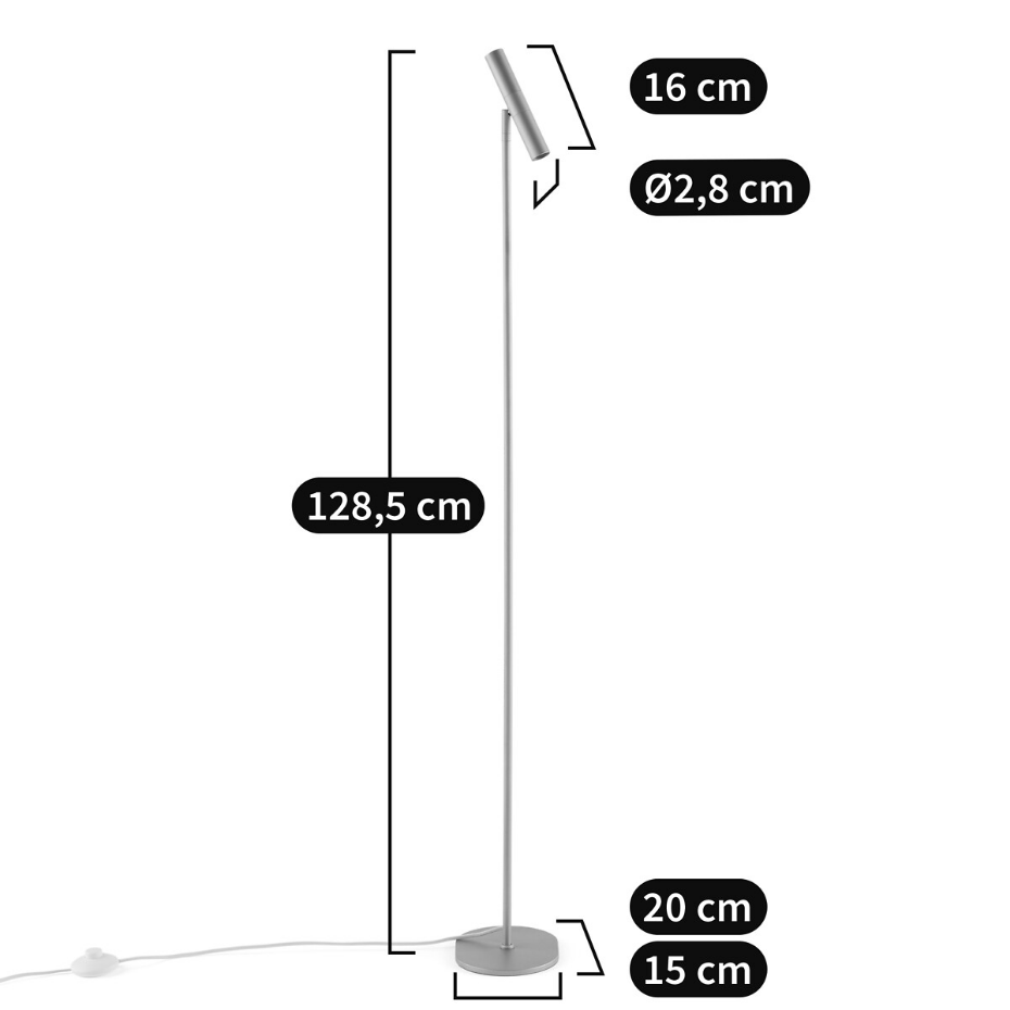 Lampadaire/liseuse orientable en métal fer, Joha