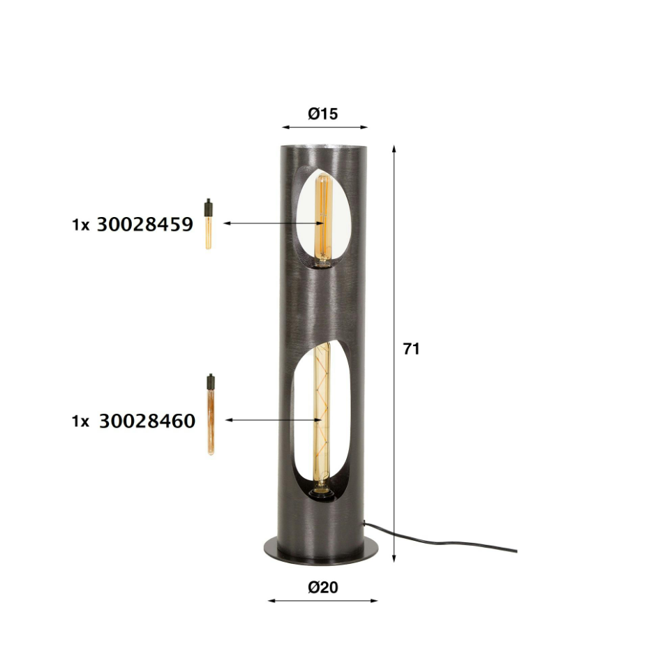 Lampadaire cylindrique ouvert H 71 cm RALF