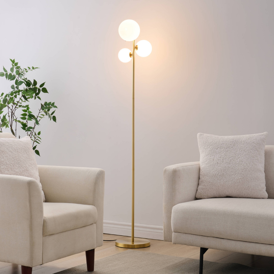 Lampadaire tendance laiton et verre - MELINDA