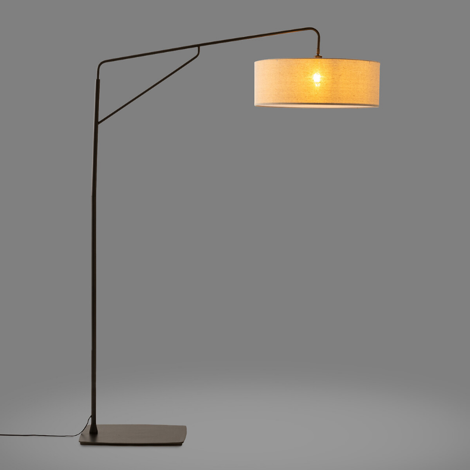 Lampadaire arc, métal fer et lin, Cinqua
