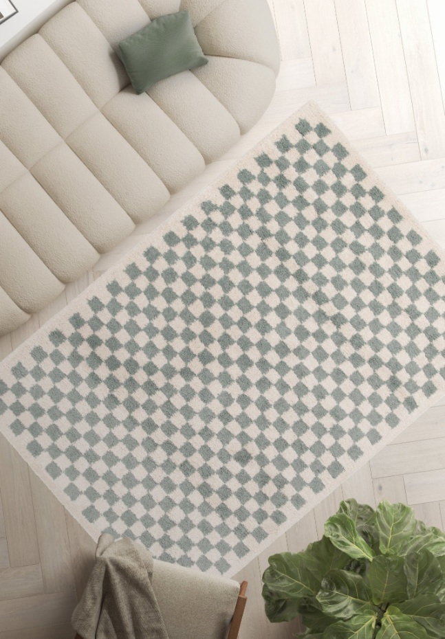 Tapis damier poils longs doux et volumineux CHECKERS