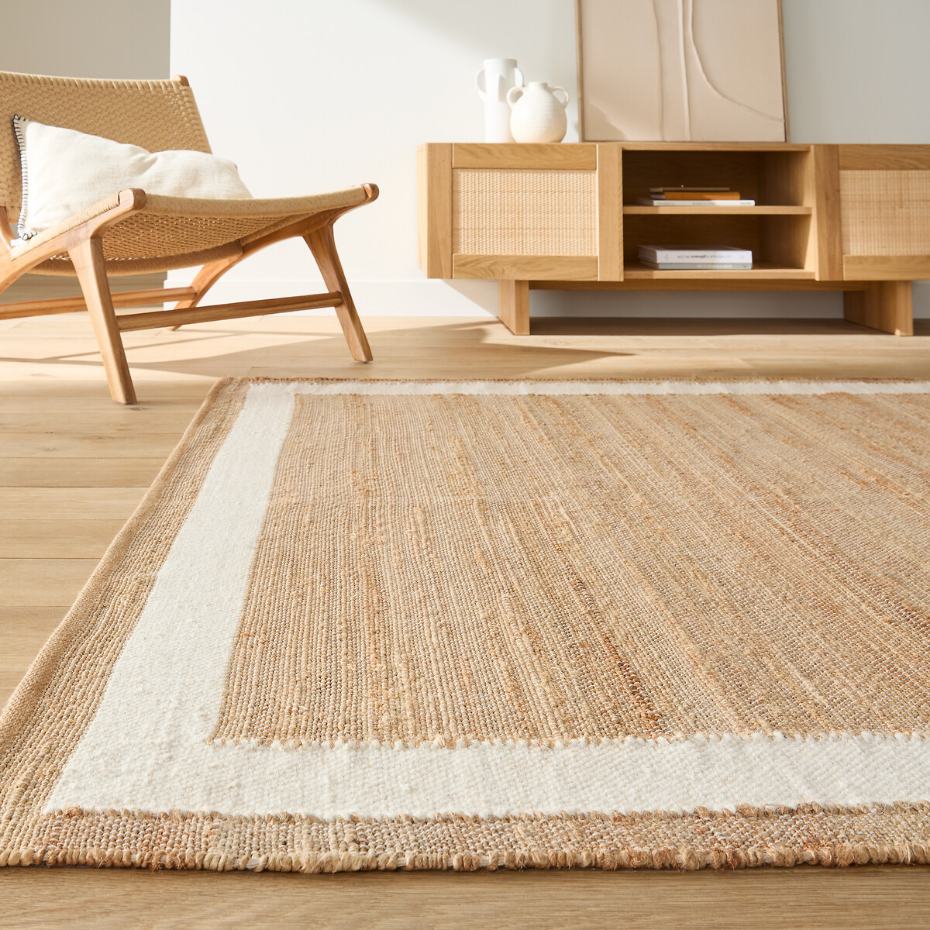 Tapis jute et laine avec contour, Arian