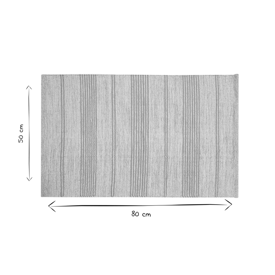 Tapis / Descente de lit rectangulaire beige à rayures jaunes 50 x 80 cm CABOURG