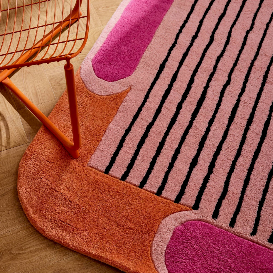 Tapis en laine et coton rectangulaire