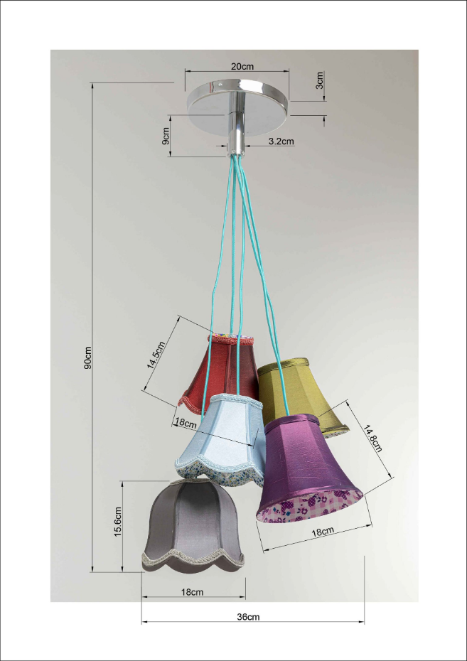 Suspension en soie 5 abat-jours, SALOON