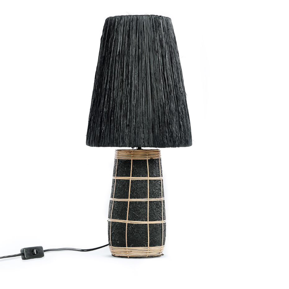 Lampe de table terre cuite herbe et rotin NAXOS