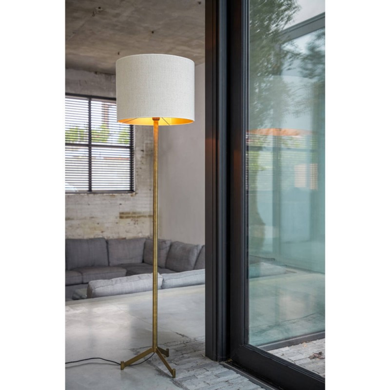 Lampadaire Denise Bronze Abat Jour Cylindre Blanc Crème