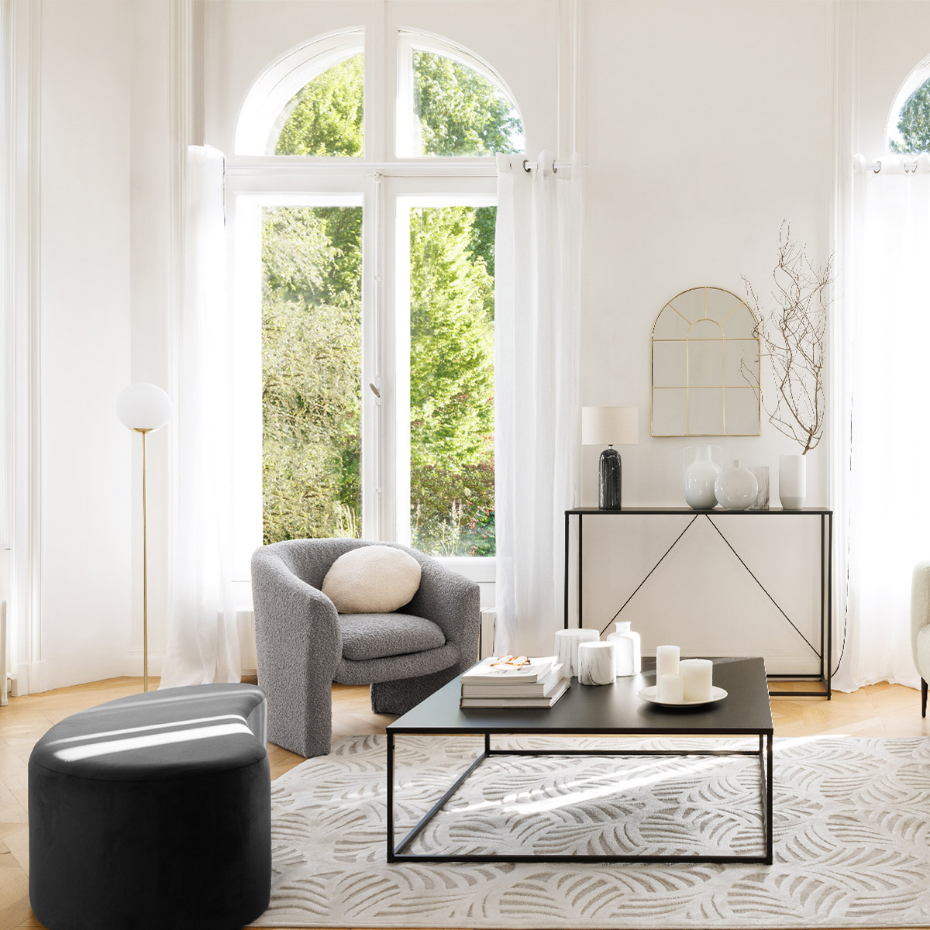 Lampadaire métal et verre dépoli DRIS