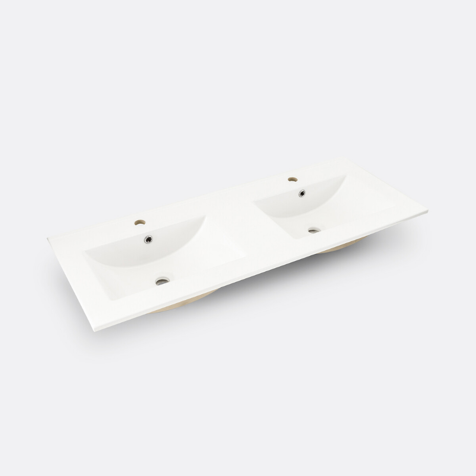 Plan double vasque en céramique L120 cm, Jaly