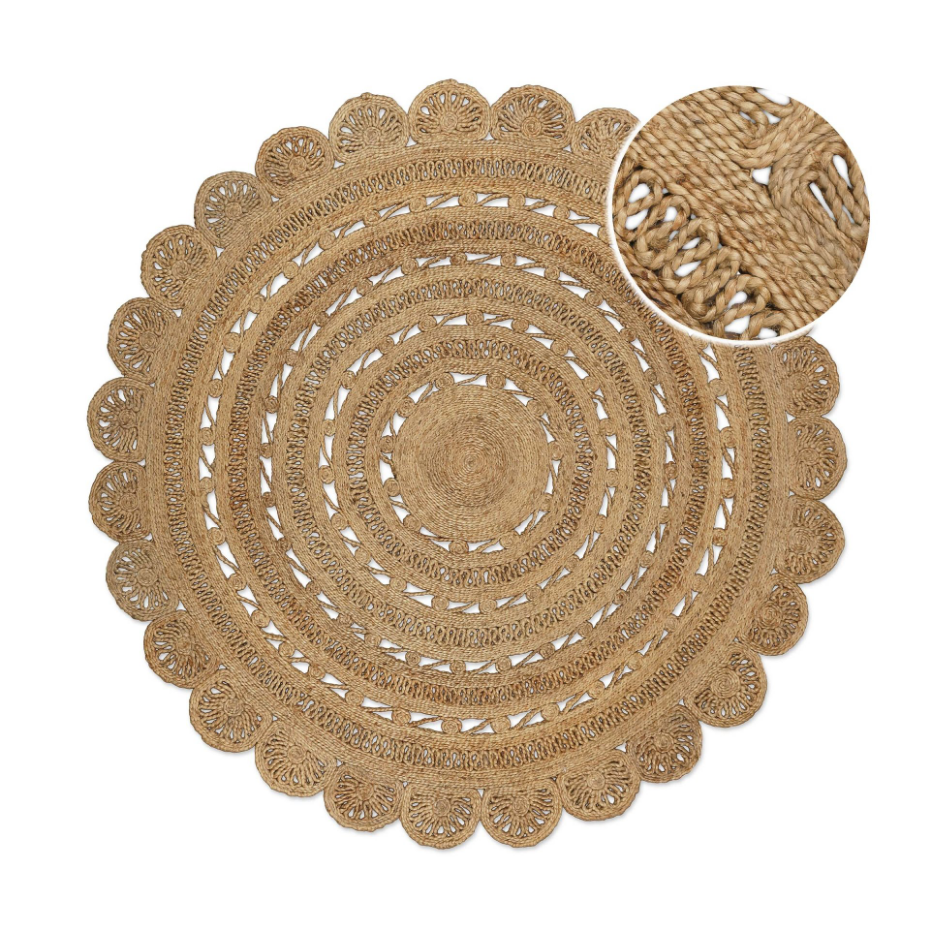 Tapis rond en jute, tressé main ,  BLOOM