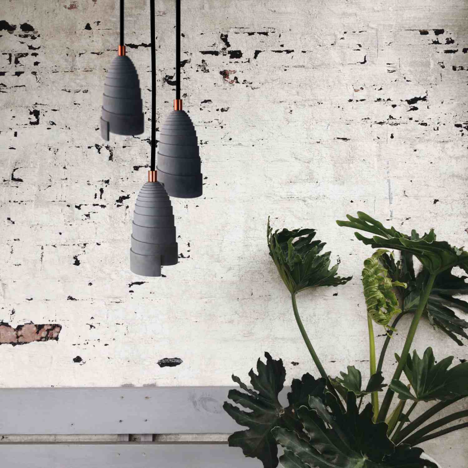 Lot de 3 suspensions béton - FLANELLE TRIPLE