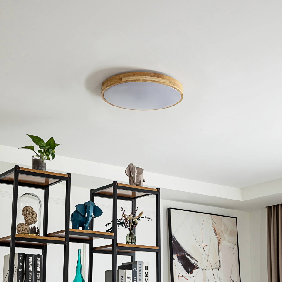 Plafonnier connecté en bois moderneLED