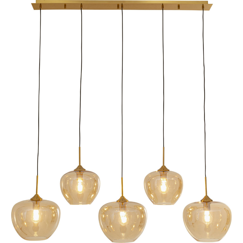 Suspension en verre et acier 5 abat-jours, SPHERE