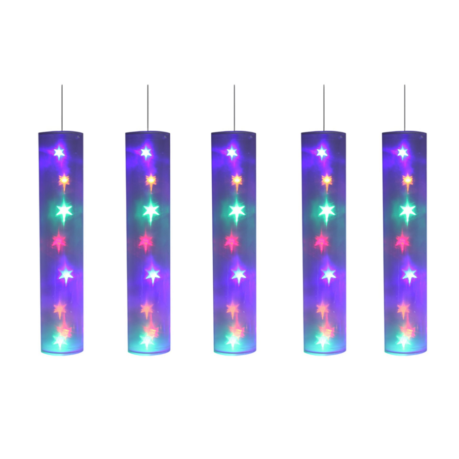 5 Tubes Lumineux avec Étoiles LED Multicolores 40 LED