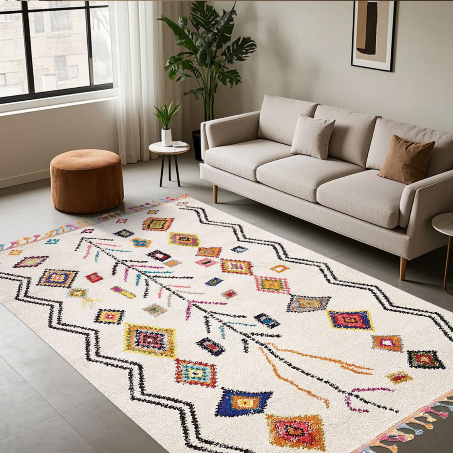 Tapis berbère tissé motif ethnic LYN5 OURIKA E