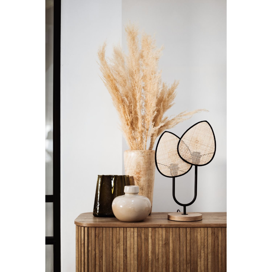 Lampe à poser Feuille en cannage et métal